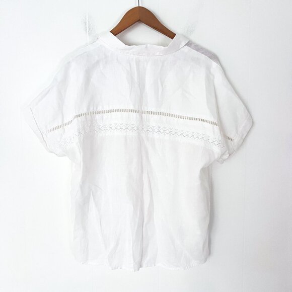 Joie Womens Linen embroidered button down Shirt Short Sleeve Size Medium - Picture 6 of 13